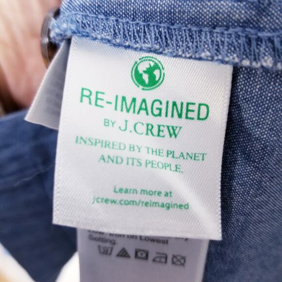 J. CREW Re-Imagined Tie-Sleeve Button Up Chambray Peasant Sleeve Shirt Top - S - Picture 6 of 9